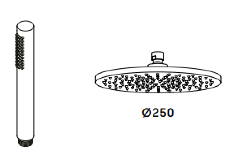 Waterevolution Flow mitigeur de douche à trois voies avec douchette à main et douche de tête gun metal 250mm T131N25GME