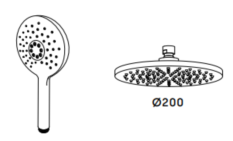 Waterevolution Flow mitigeur de douche trois voies avec douche de tête et douchette ronde, finition gun metal T131NRGME