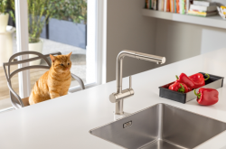 Franke Active Twist Mitigeur Monocommande Aspect Inox avec Bec Extensible et Commande de Vidage Intégrée 115.0653.505