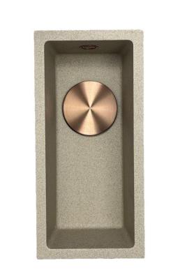 GraniteMy Universal granit beige sable petit évier 17x40 cm à poser sous plan et encastrable avec bouchon en cuivre 1208968004