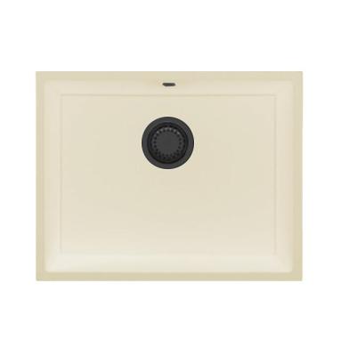 GraniteMy Universal évier en granit beige sable 55 x 40 cm à encastrer sous plan et à encastrer à fleur avec bouchon en bronze 1208968016
