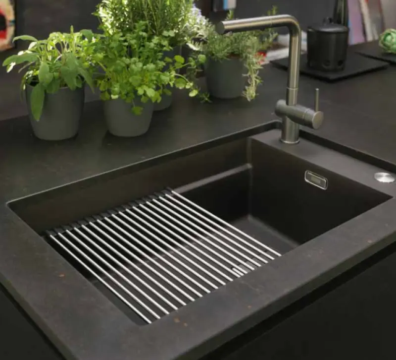 Franke Kubus KNG 110.62 Spüle 72x42 Slate Grey Granit Dunkelgrau Unterbau mit Armaturenbank 125.0714.637