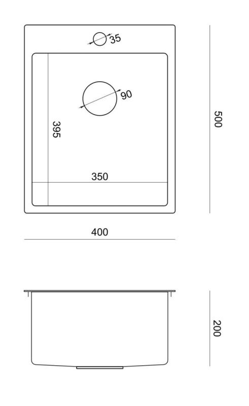 Évier Aquadesign Clara Or 40x50cm Montage en Surface ou à Fleur avec Plage pour Robinet et Bouchon Doré - 1208969506