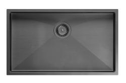 Aquadesign Zara Évier Gun metal 74x44cm Sous-meuble, Encastrement à fleur et Montage en saillie avec Bouchon Gun metal - 1208969508