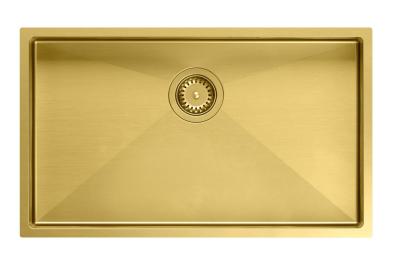 Aquadesign Zara Évier Or 74 x 44 cm Sous plan, encastré et en applique avec bouchon doré - 1208969509
