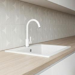 Veritas Robinet de Cuisine Graniteland Blanc avec bec pivotant 1208969531