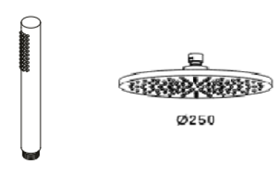 Révolution de l'eau Flow mélangeur de douche thermostatique trois voies avec douchette et douche de tête chromée 250mm T131TN2501