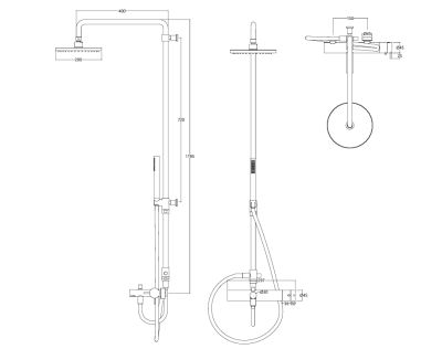 Waterevolution Flow mitigeur thermostatique de douche à trois voies avec douche de tête 250 mm et douchette ronde en cuivre T131TNR25CPE