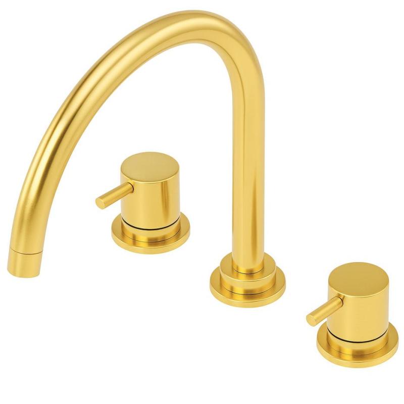 Waterevolution Flow robinet de cuisine à 3 trous avec bec pivotant et raccordement pour eau filtrée, light gold T152UWGE