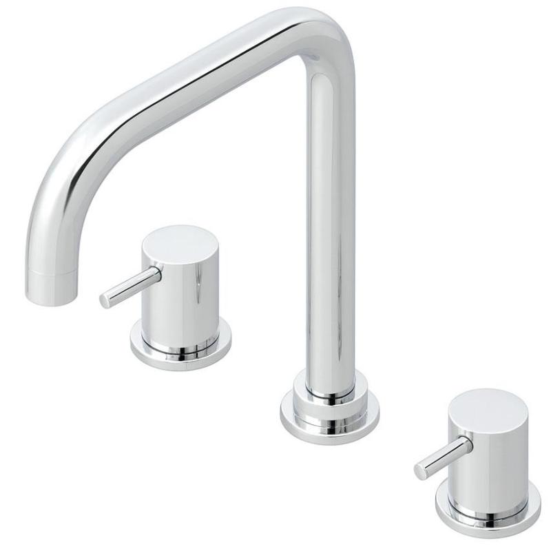 Waterevolution Flow mitigeur d'évier 3 trous à angle droit avec bec pivotant et raccordement pour eau filtrée chrome T152H01