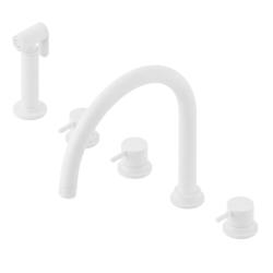 Waterevolution Flow robinet de cuisine à 5 trous avec douchette extractible et raccordement pour eau filtrée blanc T154UBR