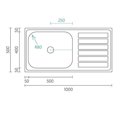 Banka Centurio 100-50 Évier en acier inoxydable à encastrer 100 x 50 cm avec égouttoir 1208970030