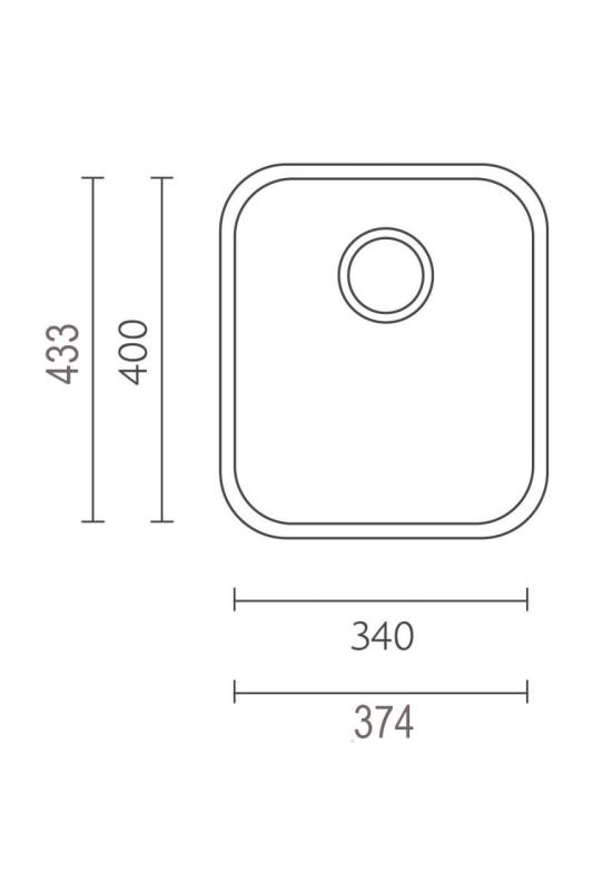 Évier Banka IB3440 en inox 34 x 40 cm Montage en surface et encastré 1208970047