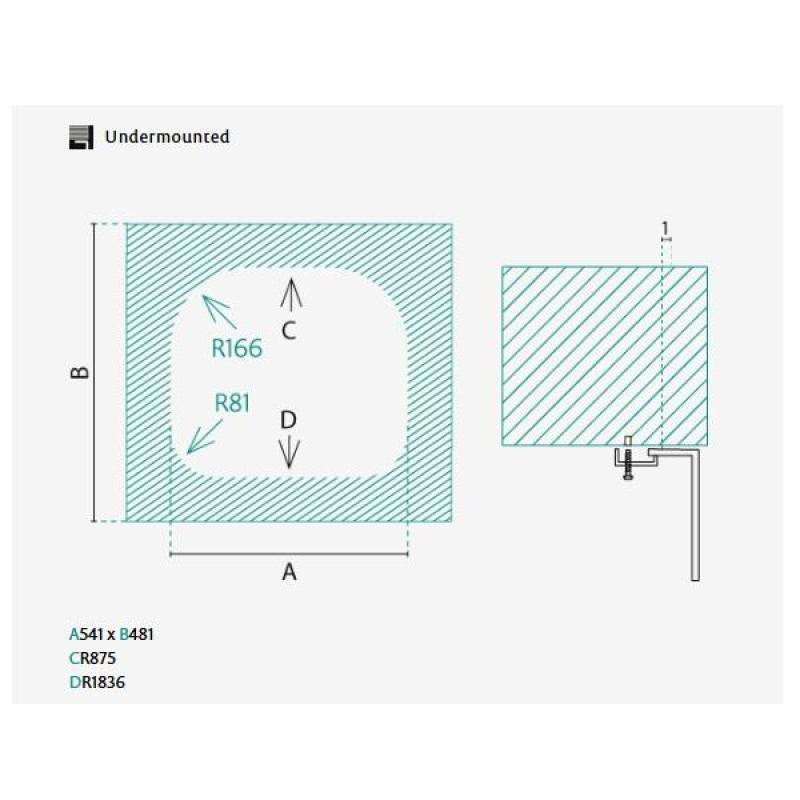 Évier en inox Banka Denver 54 x 48 cm à encastrer 1208970048