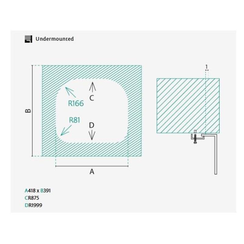 Banka Denver Évier en acier inoxydable 41 x 41 cm Sous-plan 1208970049
