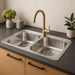 Banka Diplomat Évier double en acier inoxydable à encastrer 80 x 44 cm 1208970059