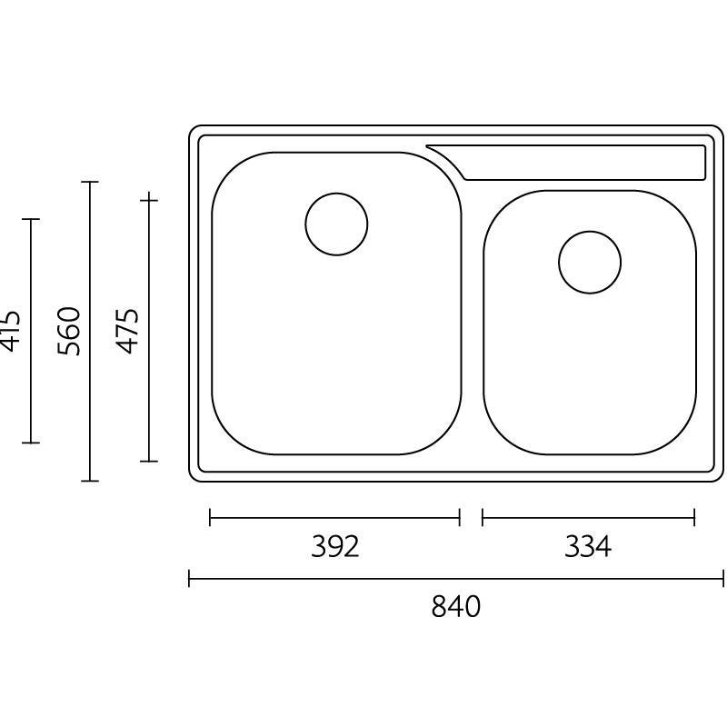 Banka Princess Évier double en acier inoxydable à encastrer 750 x 475 mm 1208970067