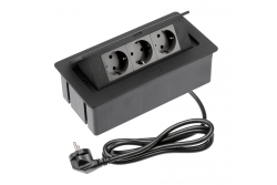 Prise de meubles SOFT 3x prise Schuko, câble d'alimentation avec fiche, noir.