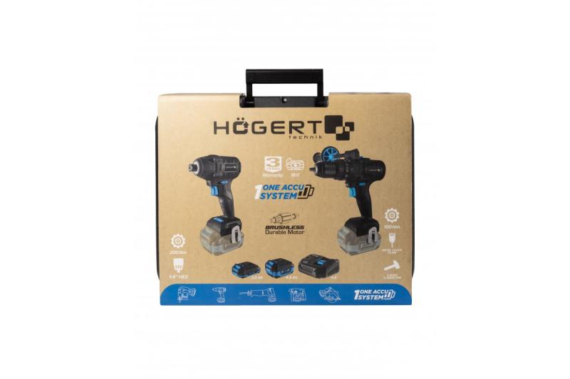 HÖGERT Akku-Schlagschrauberset 200 Nm 18V mit bürstenlosem Motor