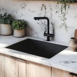 Ausmann Ellington Mitigeur de Cuisine 3 Voies avec Bec Rétractable et Eau Filtrée – Noir - 1208970497