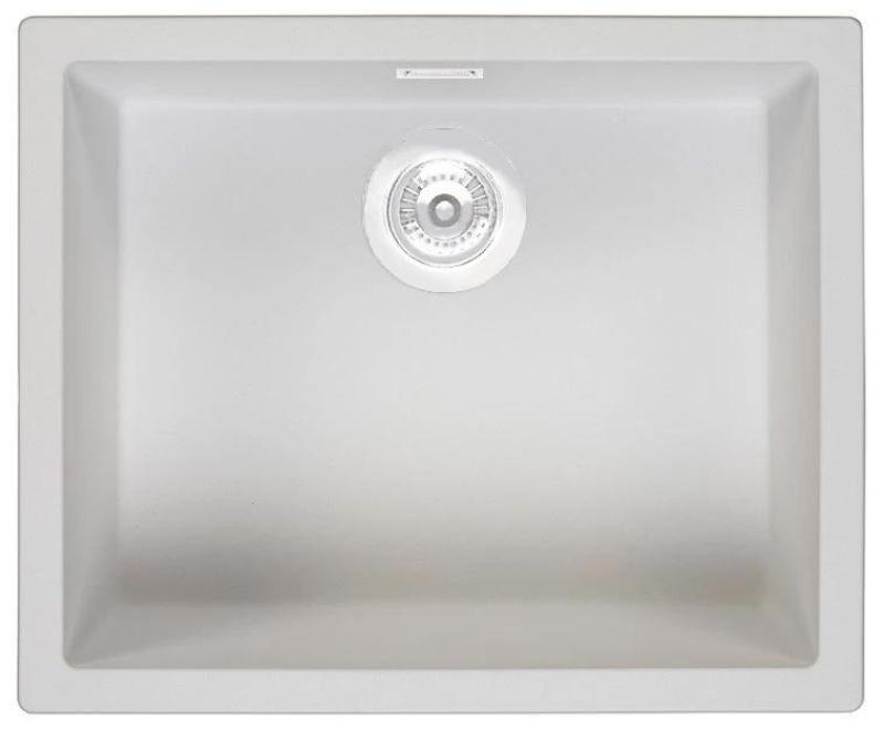 Weiße Spüle 50x40 cm Unterbau, Aufsatz und Flacheinbau mit weißem Stopfen 1208970531