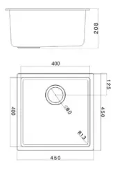 Évier Sable Blanc Crème 40x40 cm Sous-Plan, Plan et Affleurant avec Bouchon en Cuivre 1208970543