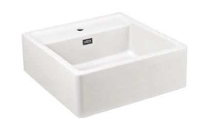 Ausmann Ceramic Panor Shade Évier Butler en céramique blanc - Sous plan et entre plan 630 x 597 mm avec banc de robinetterie et bouchon Gun metal 1208970551