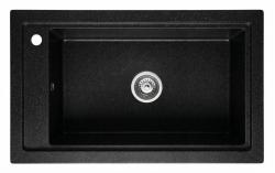 Graniteland Magra Granites noir arduin pierre dure Évier de surface 686x427 mm avec trou de robinet et bouchon en inox 1208970615