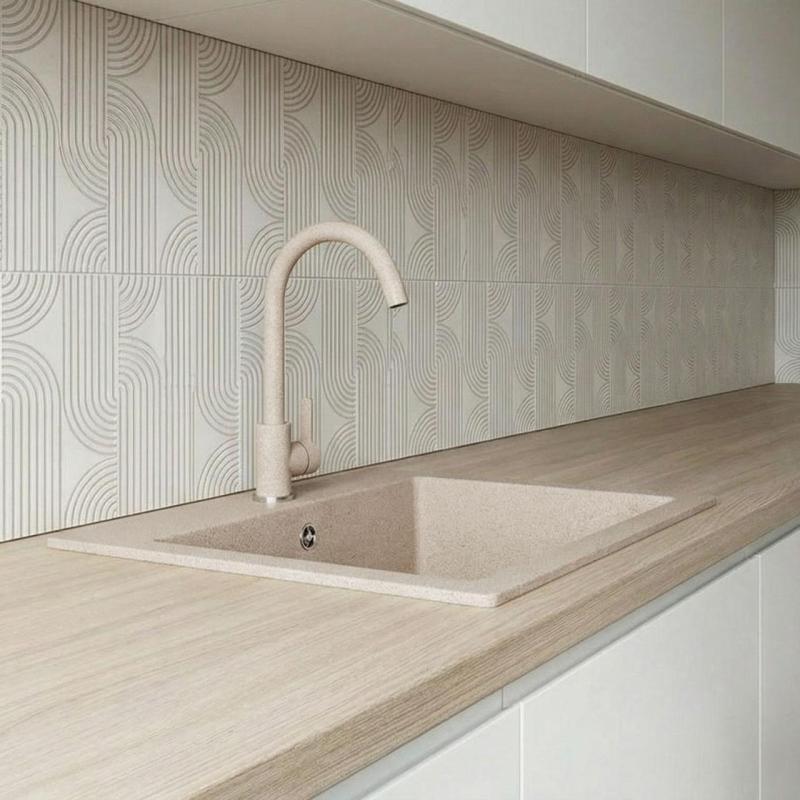 Robinet de cuisine Graniteland Veritas sable beige avec bec pivotant 1208970679