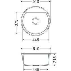 Cuve ronde en quartz blanc Dura Stretto à poser de 51 cm avec bonde en inox et 1 trou de robinet 1208970691.