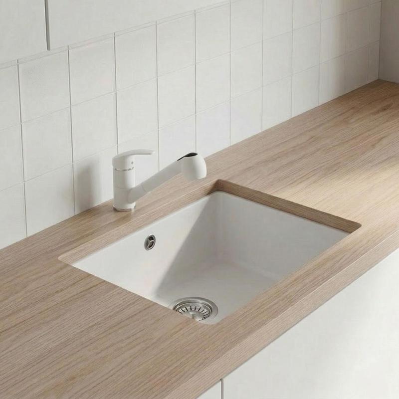 Mitigeur de cuisine Graniteland Rhea Blanc avec bec extractible et douchette à double fonction 1208970714