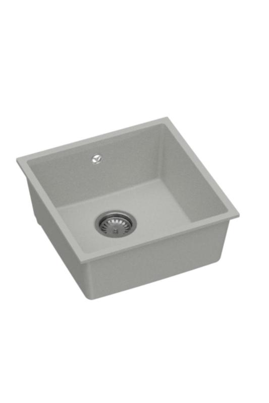 GraniteMy Universal Granit Grau Spüle 40x40 cm Aufbau, Unterbau und Flächenbündiger Einbau mit Edelstahl-Plug 1208970743