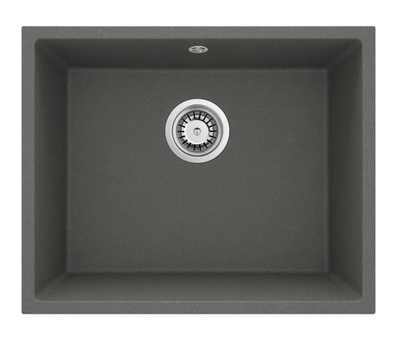 GraniteMy Universal Granit Grau, dunkel Spülbecken 50x40 cm Aufbau, Unterbau und Flächenbündiger Einbau mit Edelstahl-Stecker 1208970744