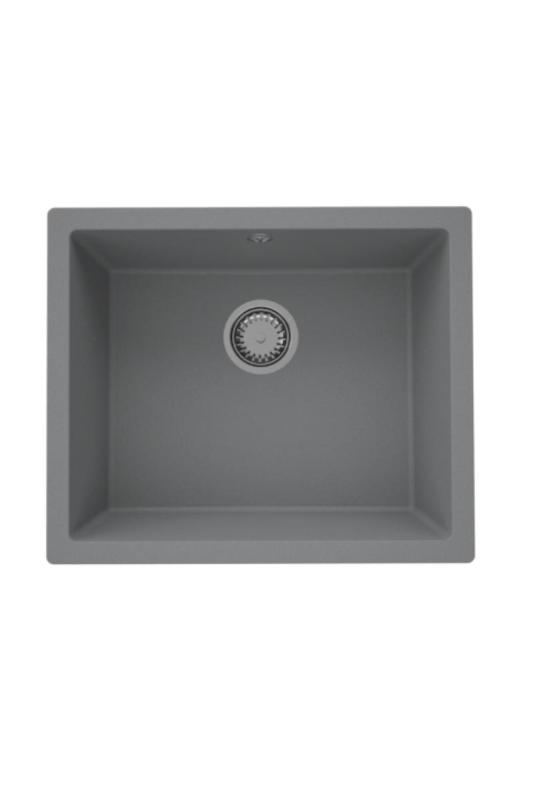 GraniteMy Universal Granit Grau, dunkel Spülbecken 50x40 cm Aufbau, Unterbau und Flächenbündiger Einbau mit Edelstahl-Stecker 1208970744