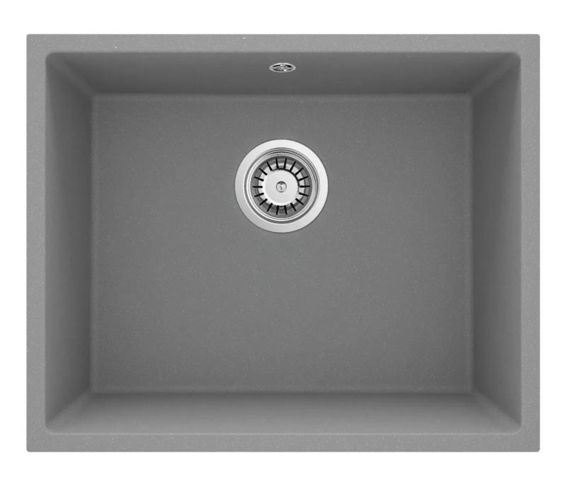 GraniteMy Universal Granit Grau Spülbecken 50x40 cm Aufbau, Unterbau und Flächenbündiger Einbau mit Edelstahl-Stopfen 1208970745