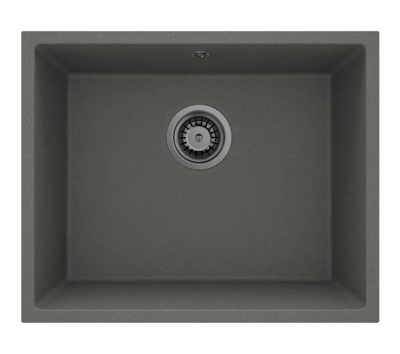 GraniteMy Universal Granit Grau, dunkel Spülbecken 50x40 cm Aufbau, Unterbau und Flacheinbau mit Gun Metal Stecker 1208970754