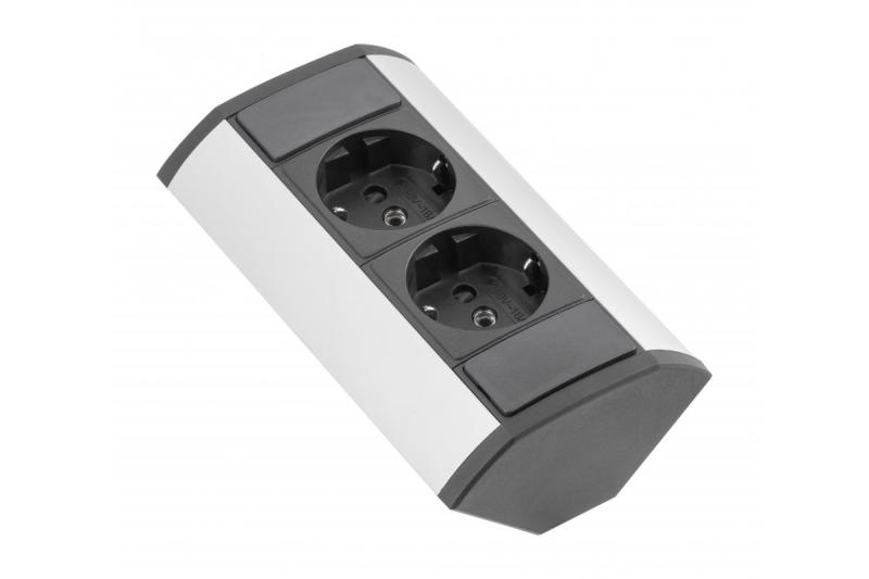 Mini-Winkelverlängerungskabel mit Schuko-Steckdosen 230 V, 16 A