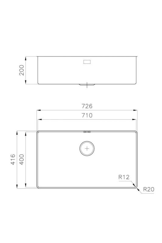 Foster Phantom Slimline Edelstahl Spüle 71x40cm Unterbau für keramische Arbeitsplatten 1208971121