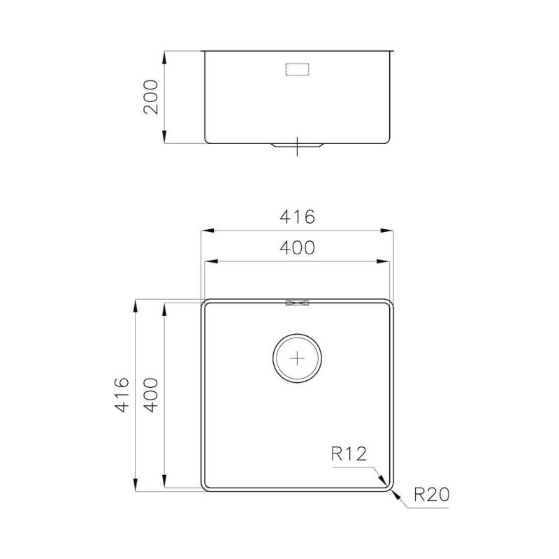 Foster Phantom Slimline Edelstahl Spülbecken 40x40cm Unterbau für keramische Arbeitsplatten 1208971123