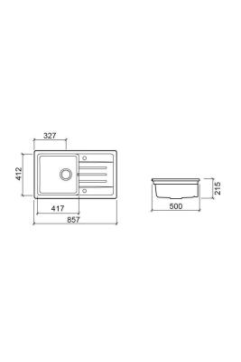 Ausmann Ceramic Sylva Évier en céramique blanc avec égouttoir 857 x 500 mm 1208971128