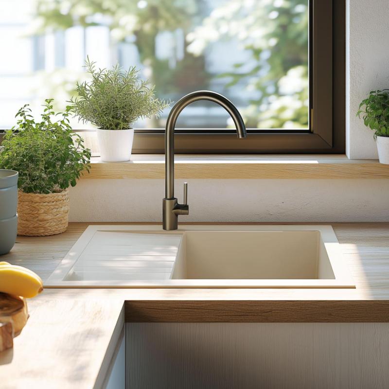 Ausmann Ceramic Sylva Évier en céramique blanc avec égouttoir 857 x 500 mm 1208971128