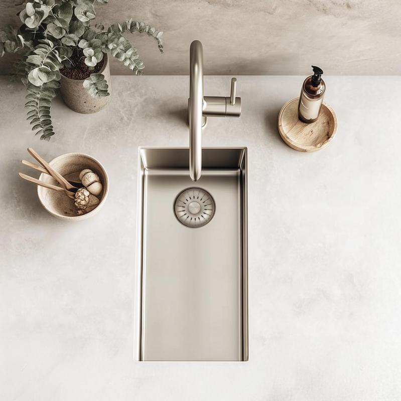 Pure.Sink Exclusivo kleiner Edelstahlspüle 18x40 cm 10mm Radius Unterbau, Flacheneinbau und Aufbau PEX1840-02