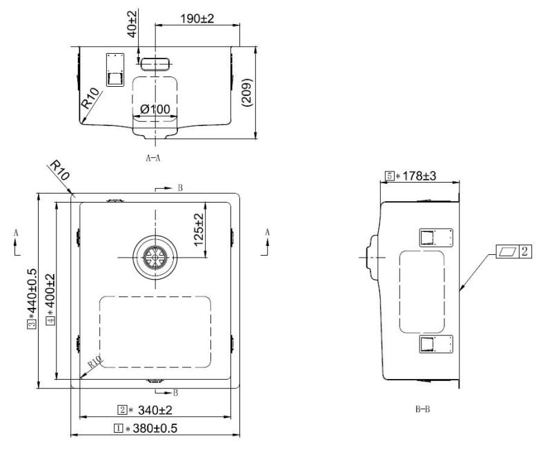 Pure.Sink Exclusivo Edelstahlspüle 34x40 cm 10mm Radius Unterbau, Flächenbündiger Einbau und Aufbau PEX3440-02