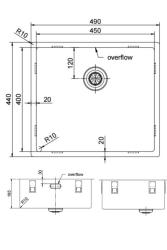 Pure.Sink Exclusivo Évier en inox 45x40 cm rayon de 10mm sous plan, à fleur et en saillie PEX4540-02