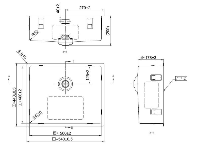 Pure.Sink Exclusivo Kupfer Spülbecken 50x40 cm 10mm Radius Unterbau, Flächenbündig und Aufbau PEX5040-62