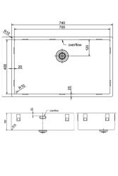 Pure.Sink Exclusivo grand évier en inox 70x40 cm rayon de 10mm sous plan, encastré et en saillie PEX7040-02