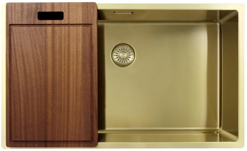 Pure.Sink Exclusivo großer goldener Spülbecken 70x40 cm 10mm Radius Unterbau, flächenbündiger Einbau und Aufbau PEX7040-60