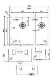 Pure.Sink Exclusivo RVS 1,5 évier une fois et demie 34+18 cm rayon de 10mm PEX341840-02