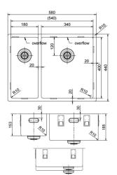 Pure.Sink Exclusivo Gun Metal 1,5 évier et demi 18+34 cm rayon de 10mm PEX183440-61