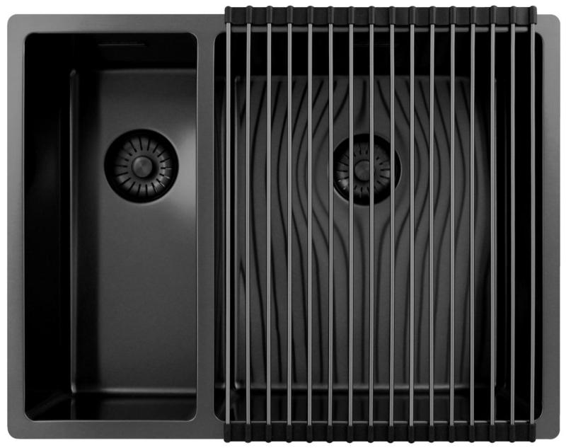 Pure.Sink Exclusivo Gun Metal 1,5 évier et demi 18+34 cm rayon de 10mm PEX183440-61